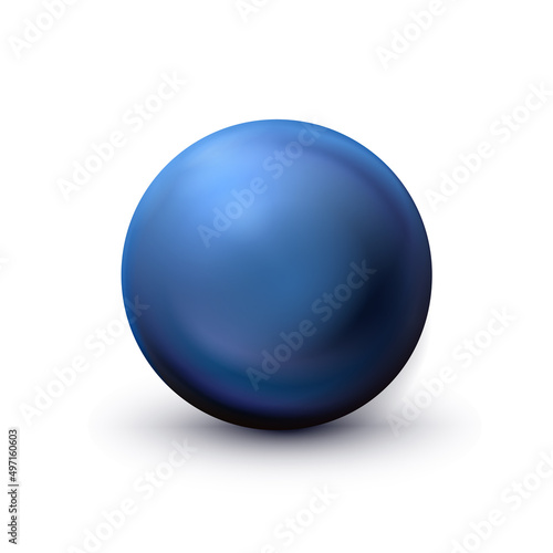 Blue ball, sphere classic blue color. Matt mock up of clean realistic orb, icon. Simple shape isolated. Vector.