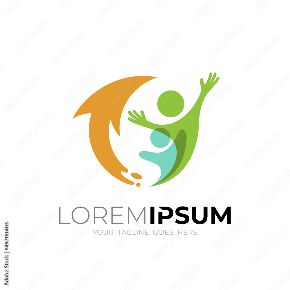 Obraz premium People care logo template, human logo and arrow icons