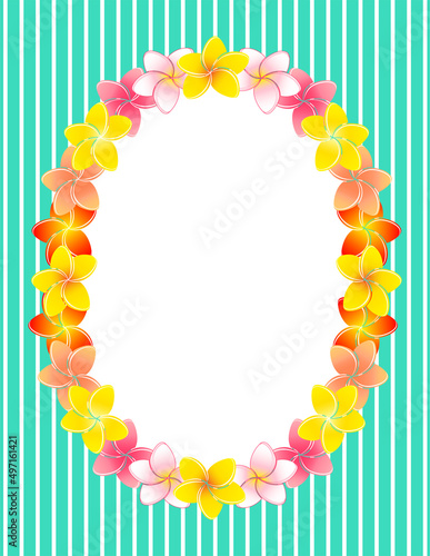 Background Illustration of Oval Plumeria Flower Ornament and Stripe