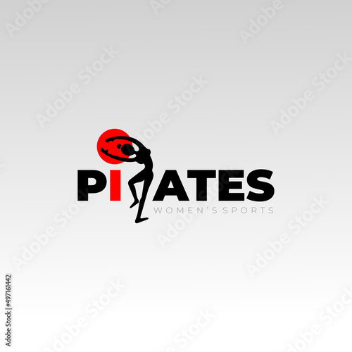 Pilates logo, Pilates woman logo design graphic, creative icon, silhouette