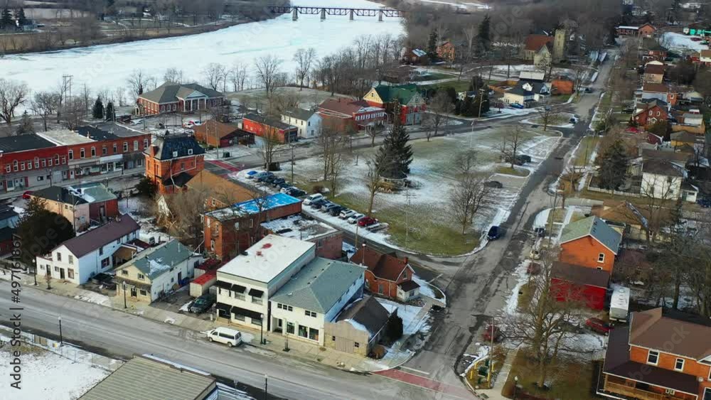 Aerial of Cayuga, Ontario, Canada downtown 4K Stock Video Adobe Stock
