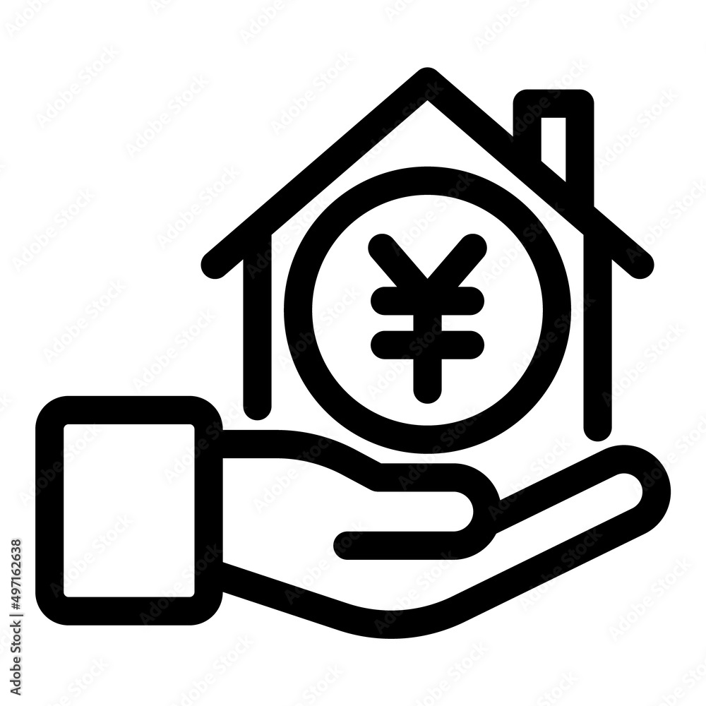Obraz premium Home Rent Sale Yen Flat Icon Isolated On White Background