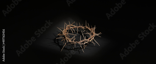 Foto Crown of thorns on black background