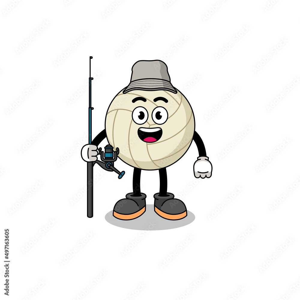 Mascot Illustration of volleyball fisherman Mascot Illustration of volleyball fisherman