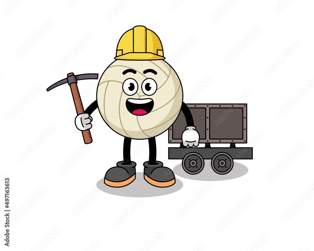 Fototapeta premium Mascot Illustration of volleyball miner