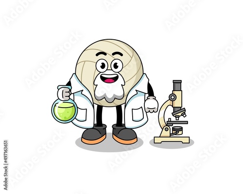 Mascot of volleyball as a scientist
