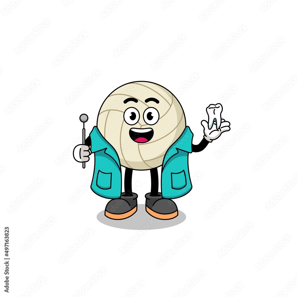 Illustration of volleyball mascot as a dentist