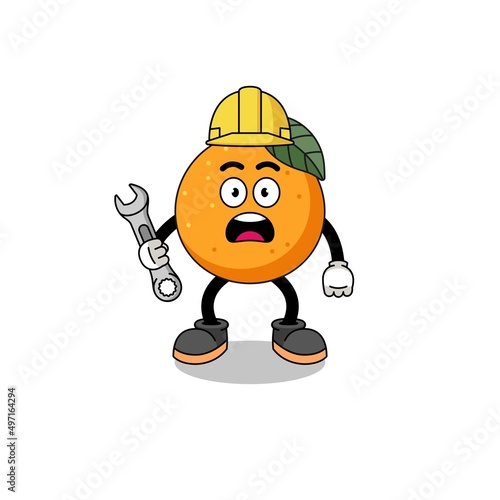 Character Illustration of orange fruit with 404 error