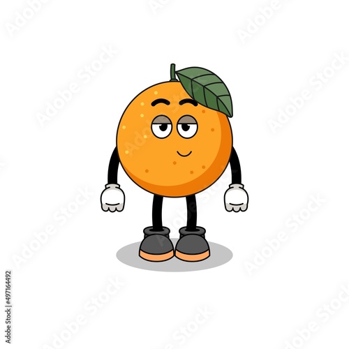 orange fruit cartoon couple with shy pose