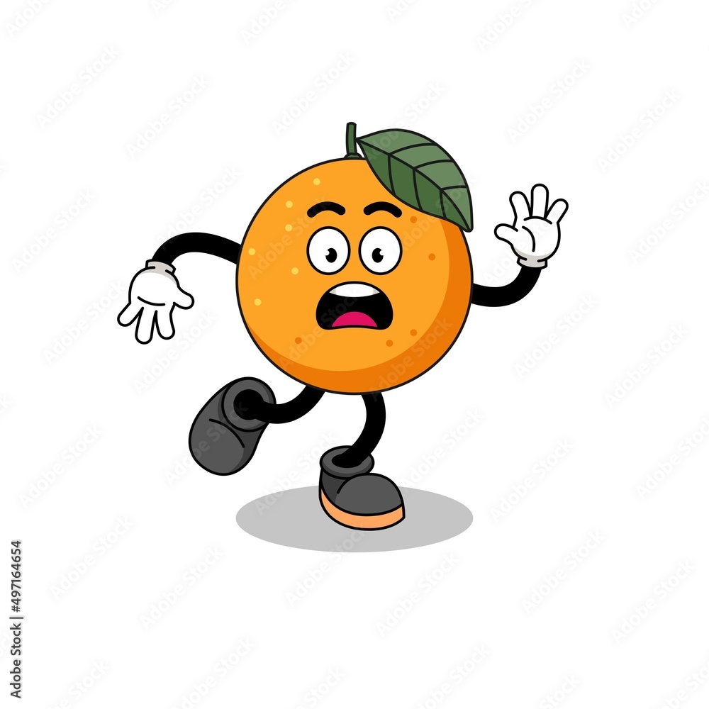 slipping orange fruit mascot illustration slipping orange fruit mascot illustration