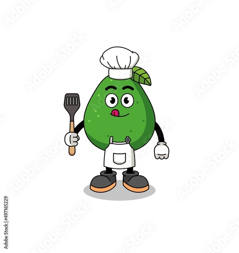 Mascot Illustration of avocado fruit chef