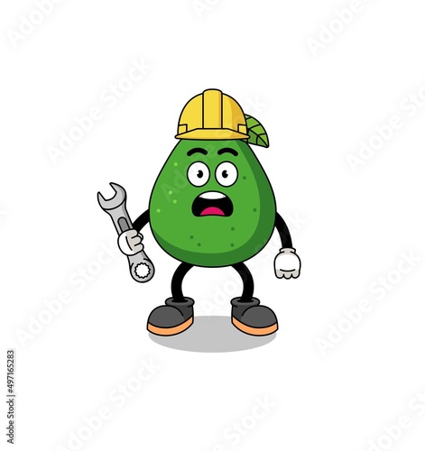 Character Illustration of avocado fruit with 404 error