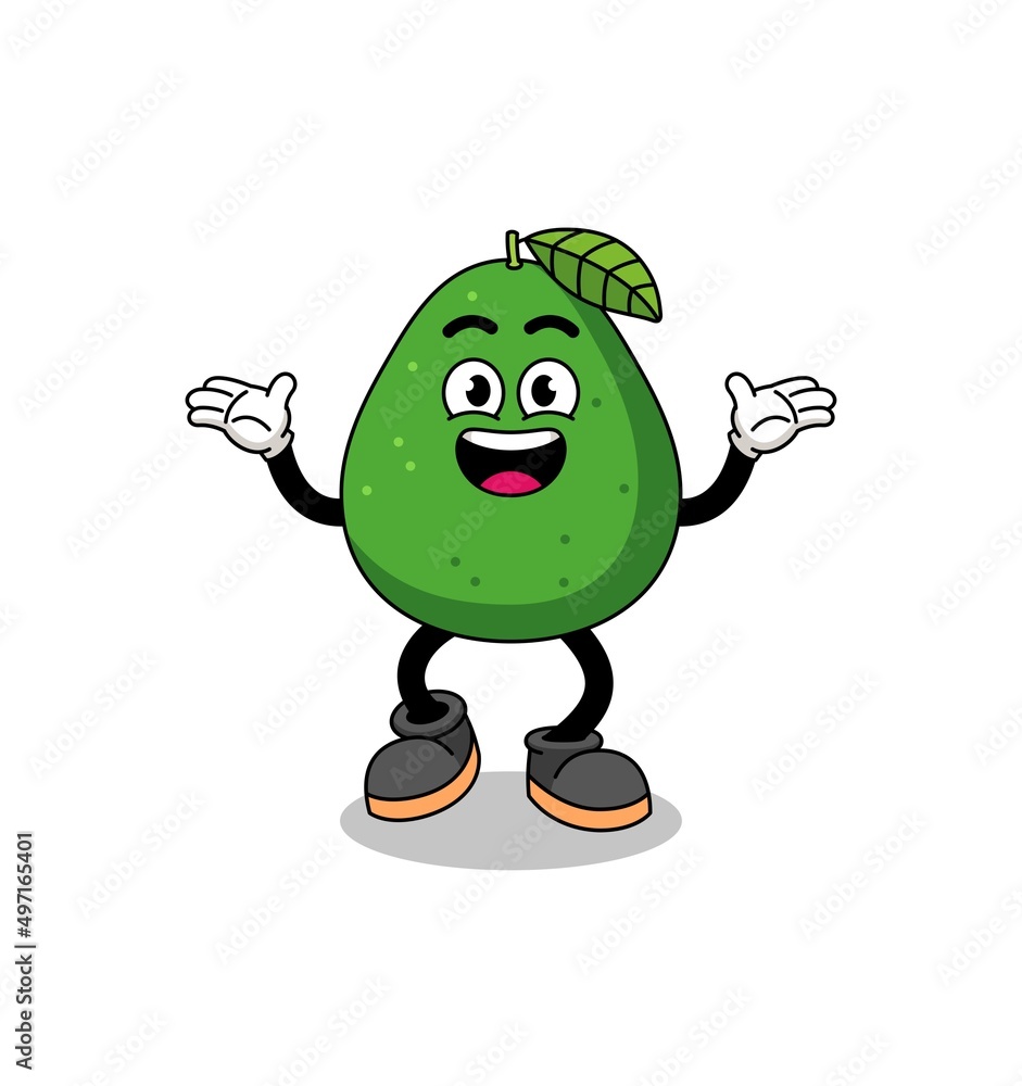 Obraz premium avocado fruit cartoon searching with happy gesture