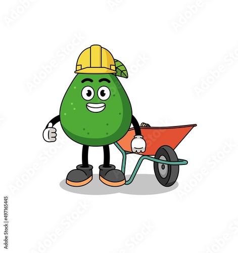 avocado fruit cartoon as a contractor