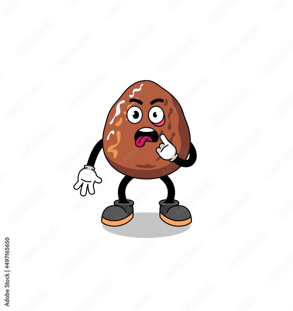 Naklejka premium Character Illustration of date fruit with tongue sticking out