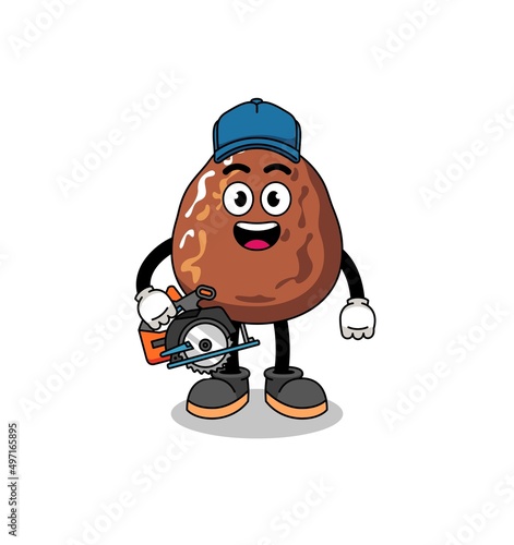 Cartoon Illustration of date fruit as a woodworker