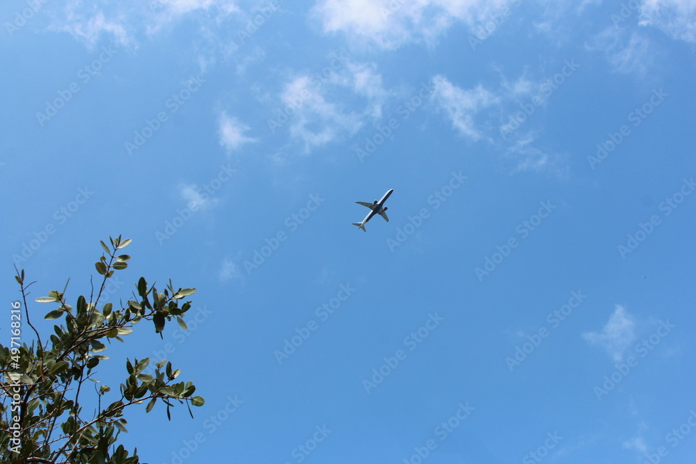 Plane in the sky taken from below Plane in the sky taken from below