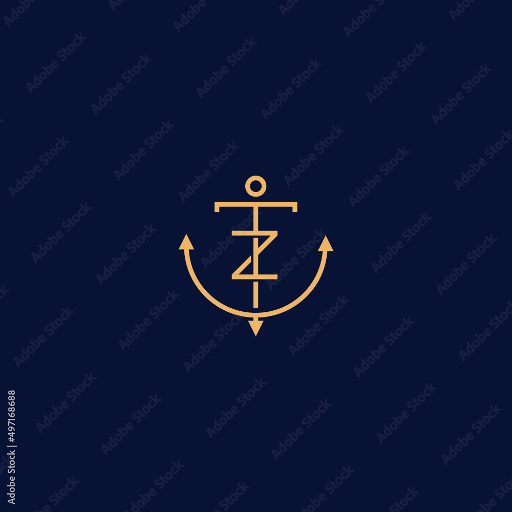 Monogram of Initial Letter TZ ZT Sailor Anchor Maritime Marine Ship Nautical Logo template Monogram of Initial Letter TZ ZT Sailor Anchor Maritime Marine Ship Nautical Logo template