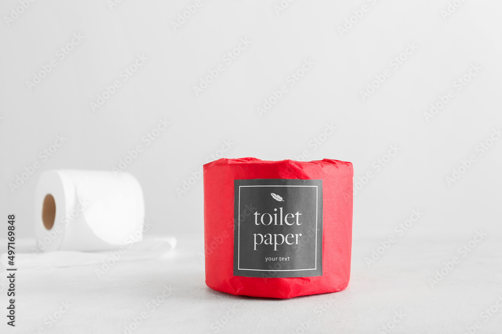Toilet paper roll on light background Toilet paper roll on light background