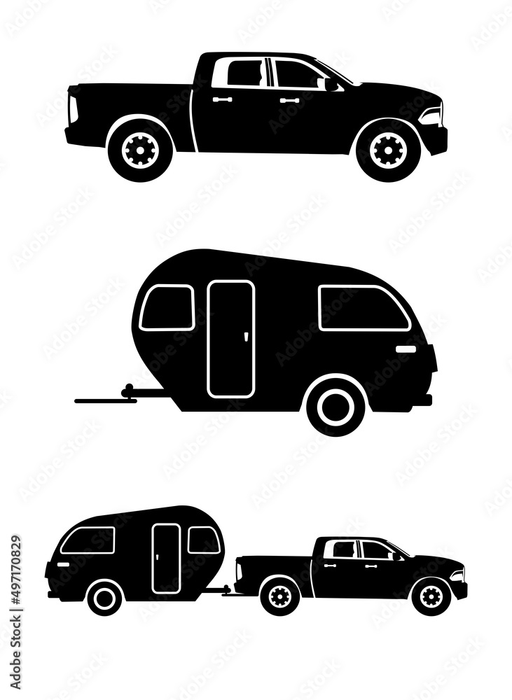 truck and trailer caravan icon logo design vector	