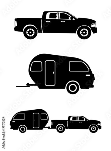 truck and trailer caravan icon logo design vector	