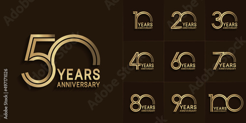 set of anniversary premium collection golden color can be use for celebration event