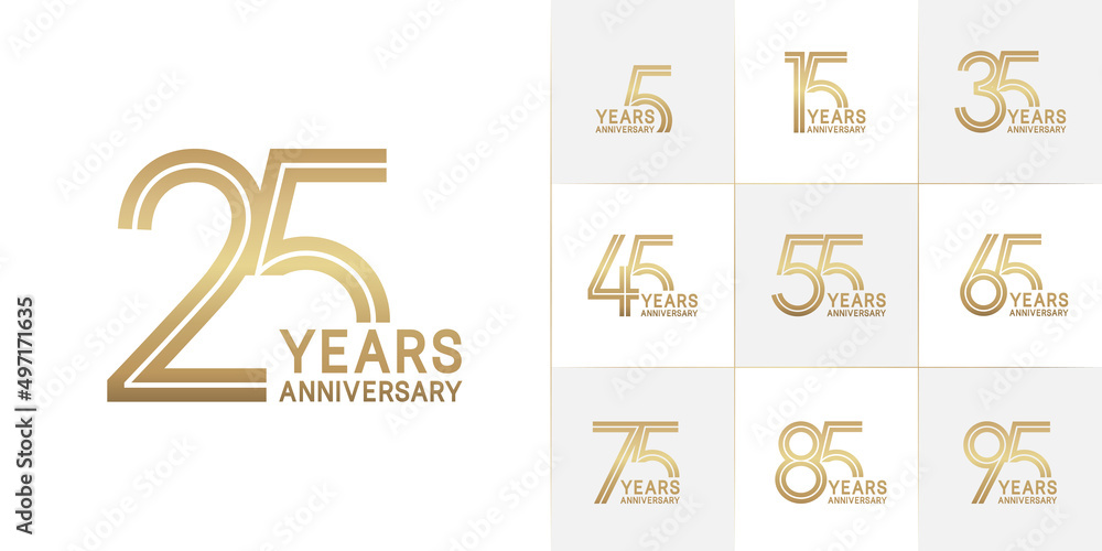 set of anniversary premium collection golden color can be use for celebration event