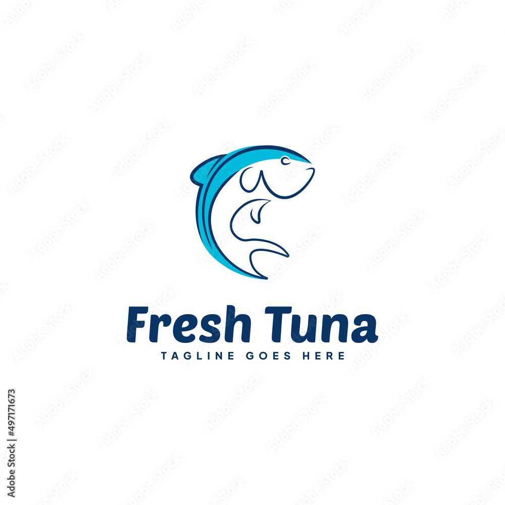 Fresh Fish Logo Vector Line Art. Tuna Icon Logo Vector. Fresh Fish Logo Vector Line Art. Tuna Icon Logo Vector.