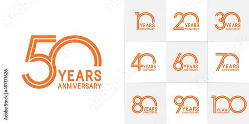set of anniversary premium collection orange color can be use for celebration event