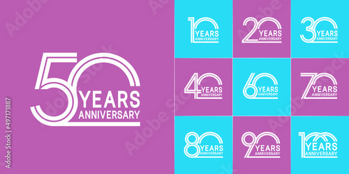 set of anniversary premium collection white color can be use for celebration event
