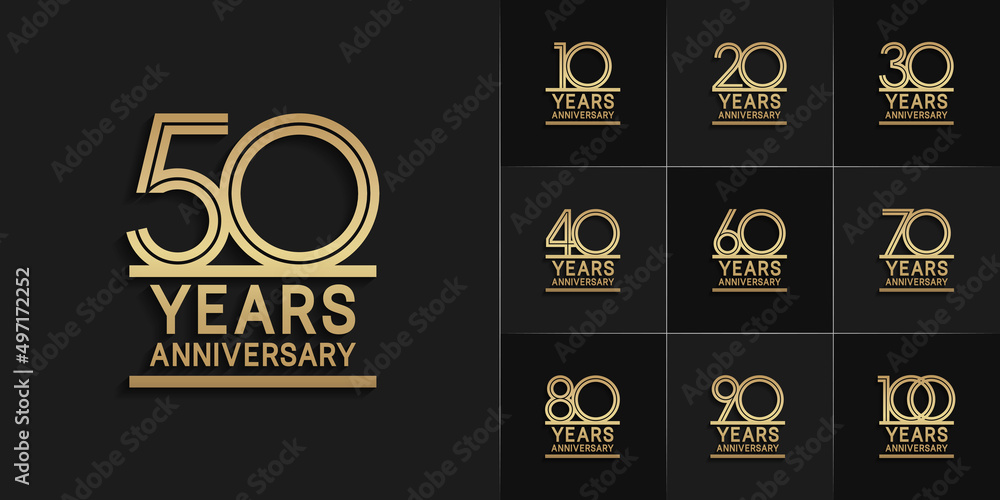 set of anniversary premium collection golden color can be use for celebration event set of anniversary premium collection golden color can be use for celebration event