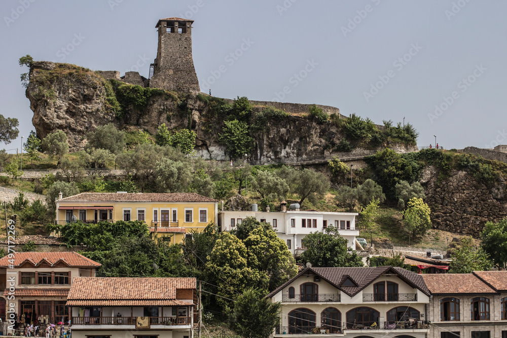 Obraz na płótnie Kruje castle view and beautiful landscape of albanian countryside, Kruje, Albania w salonie