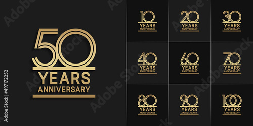 set of anniversary premium collection golden color can be use for celebration event