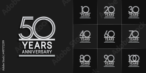 set of anniversary premium collection silver color can be use for celebration event