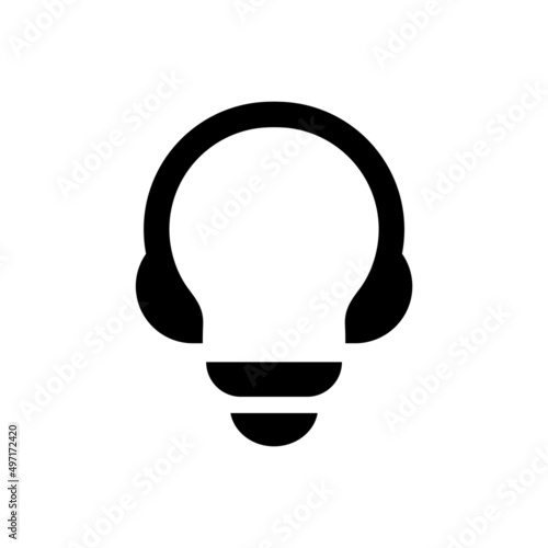 Light bulb  logo combined with headset, earphone and lamp symbol