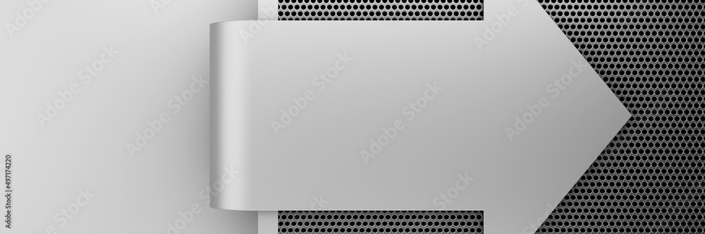 Arrow pattern silver metal background. 3d rendering