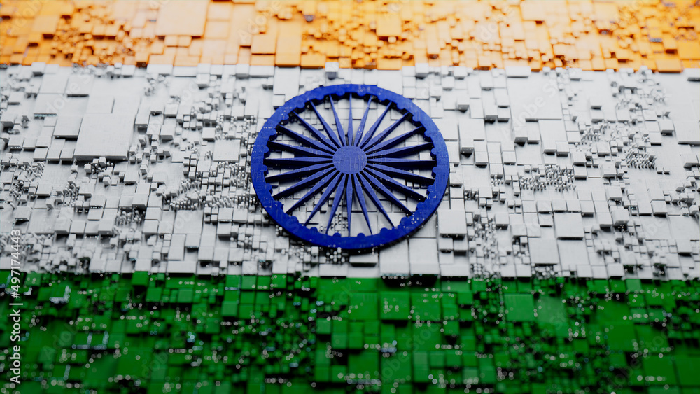 Indian Flag rendered as Futuristic 3D blocks. India Network Concept. Tech Wallpaper. Stock Illustration | Adobe Stock Indian Flag rendered as Futuristic 3D blocks. India Network Concept. Tech Wallpaper. Stock Illustration | Adobe Stock