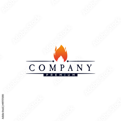 Vintage BBQ Grill, Barbekyu, Barbeque Logo desain vektor