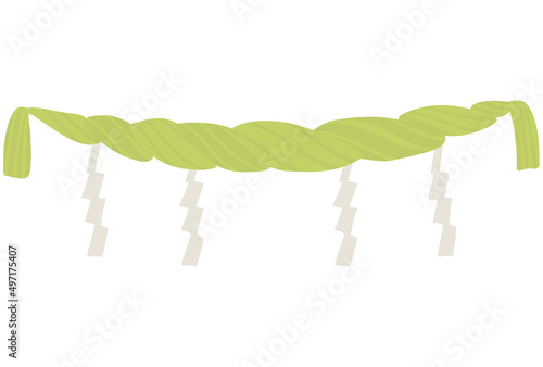 注連縄(しめなわ） 神を祭る神聖な場所に張る縄のこと。 日本では正月飾りとしても暮らしに根付いている。 つづみどうじめ ベクターイラスト