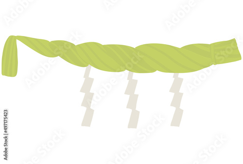 注連縄(しめなわ） 神を祭る神聖な場所に張る縄のこと。 日本では正月飾りとしても暮らしに根付いている。 大根じめ ベクターイラスト