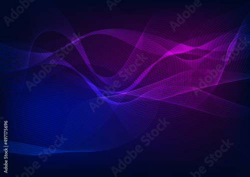 Abstract wave and dots technology background with light, Network connection structure concept. © Tee11