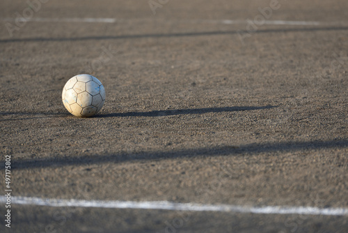 a soccer ball on a ground