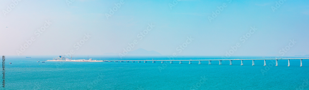 Panorama of the Hong Kong-Zhuhai-Macao, longest bridge is the south asia