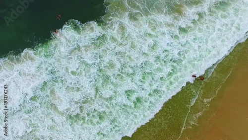 Drone aerial image showing waves in the sea