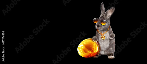 Funny Easter bunny. Happy Easter holiday concept.