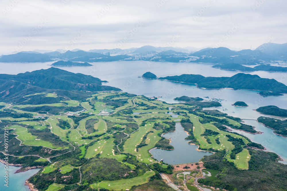 Aerial view of Public Golf Field in Sai Kung, Hong Kong
