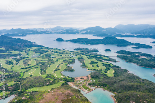 Aerial view of Public Golf Field in Sai Kung, Hong Kong