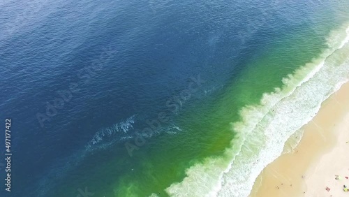 Drone aerial image showing waves in the sea