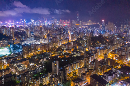 Aerial view of City  Kowloon  Hong Kong  Asia