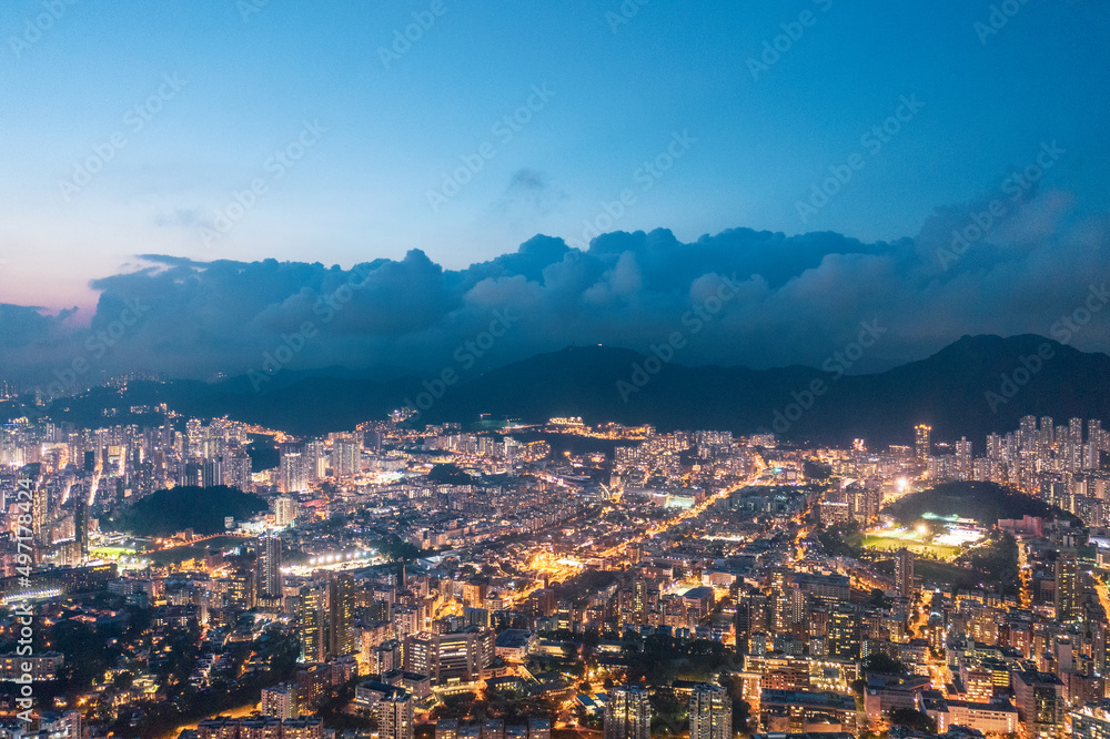 Fototapeta premium Night of Kowloon District, Hong Kong